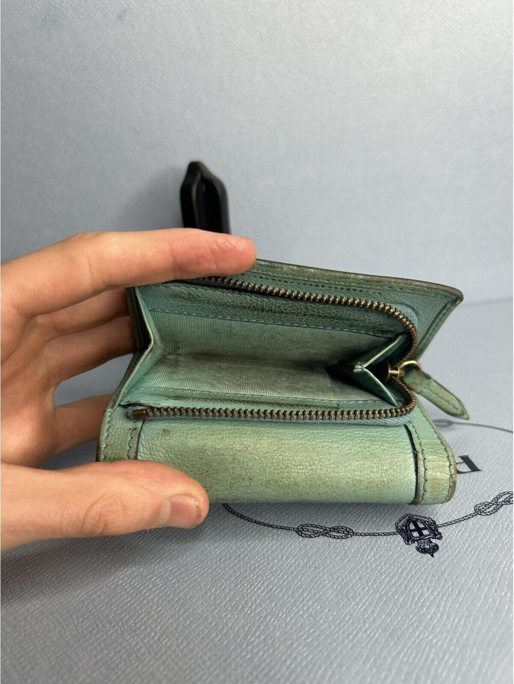 GUCCI Turquoise Bamboo Diana Compact Wallet Authentic - Picture 7 of 7